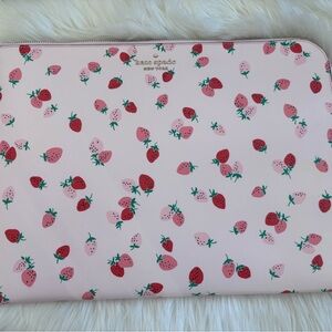 Kate Spade Pink Strawberry Print Laptop Sleeve Case
